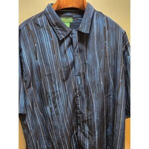 Giorgio Inserti Shirt Mens 2XL Blue Striped Short Sleeve Button Front Casual